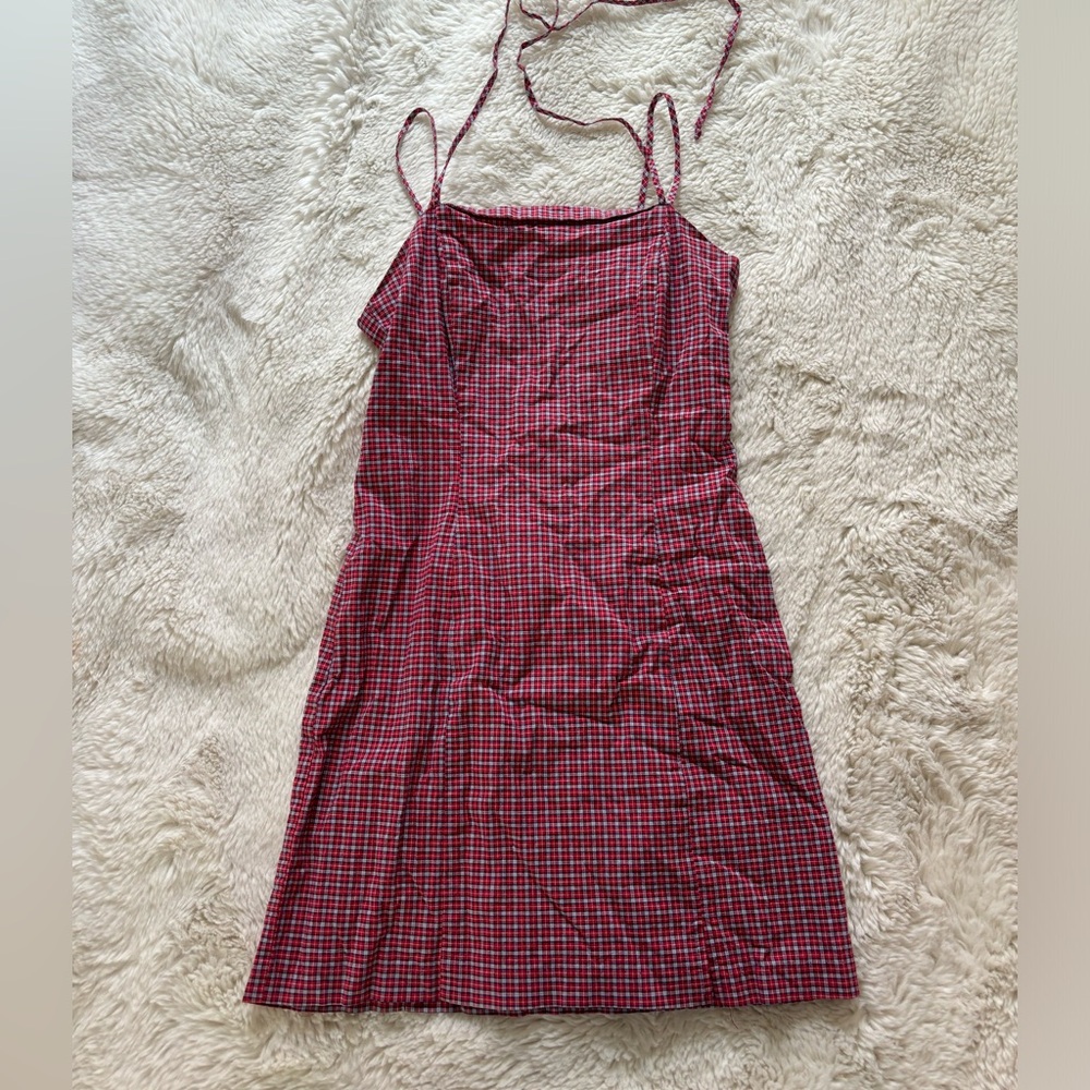 VTG 90s City Triangles Red Plaid Mini Dress